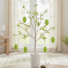 Набір з 6 підвісних флокових крашанок, зелений, 6 см (5103-001/green)