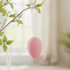 Набір з 6 підвісних флокових крашанок, рожевий, 6 см (5103-001/pink)