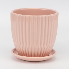 Керамічне кашпо "Вертикаль", рожеве, 14,5 см, 1,5 л (2029-001/pink)