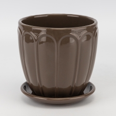 Керамічне кашпо "Арка", темно-коричневе, 15 см, 1,7 л (2029-004/gray)