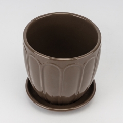 Керамічне кашпо "Арка", темно-коричневе, 15 см, 1,7 л (2029-004/gray)