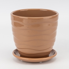 Керамічне кашпо "Хвиля", світло-коричневе, 15 см, 1,7 л (2029-005/brown)