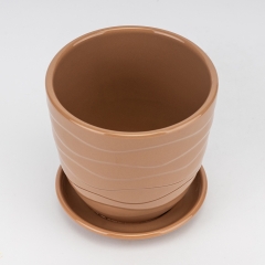 Керамічне кашпо "Хвиля", світло-коричневе, 15 см, 1,7 л (2029-005/brown)