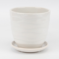 Керамічне кашпо "Хвиля", біле, 15 см, 1,7 л (2029-005/white)