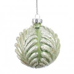 Елочная игрушка "Шар с серебристой веткой", 8см (030NB)