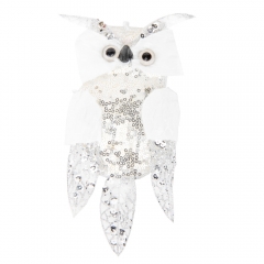 Новогодняя игрушка "Мудрая сова"   серебрянная (6018-005)