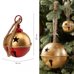 Металлический колокольчик, красно-золотой, 25 см (6033-006)
