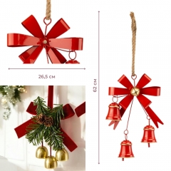 Металлическая подвеска с бантом и 3 колокольчиками, 62 см (6033-016)