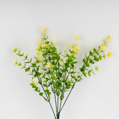 Искусственная зеленая ветвь с желтыми соцветиями, 35 см (9273-011)
