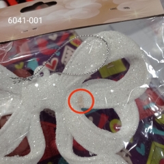 Елочная игрушка "Блестящий бантик", белая, 12 см (00BR-6041-001)