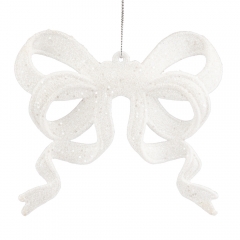 Елочная игрушка "Блестящий бантик", белая, 12 см (00BR-6041-001)