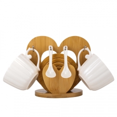 УЦІНКА Набір кружок з бамбуковою підставкою "Серце", 16 см (В наборі тільки 1 чашка,дефект кераміки) (00BR-9184-010)