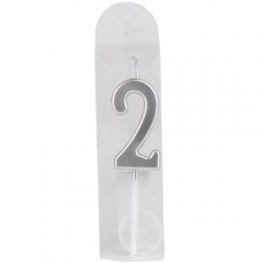 Свічка для торта "2", срібна (18914-011/2)