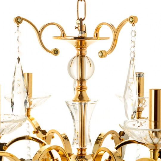 Люстра класична з прозорим декором зі скла кольору золото (OU016/6/gold)