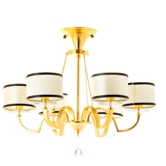 Люстра классическая золотая с тканевыми абажурами (6 ламп) (OU036/6P) (OU036/6P)