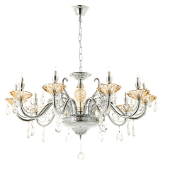 Люстра классическая цвета хром с медовыми плафонами (10 ламп) (OU096/10) (OU096/10)