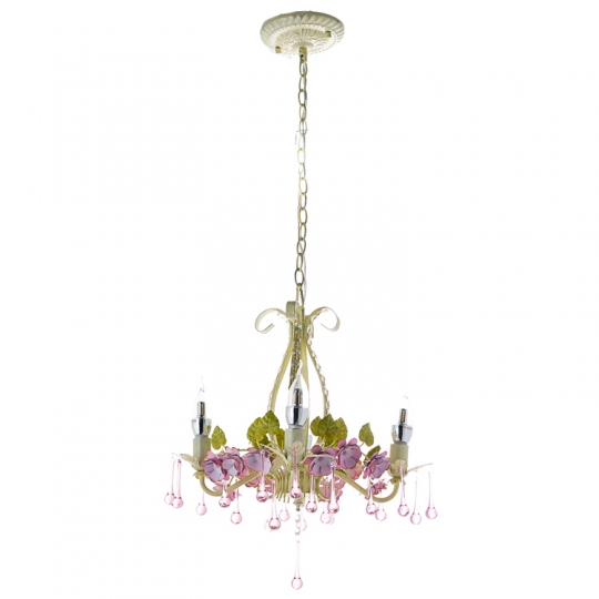 Люстра вінтажна на 4 лампи з квітковим декором та кристалами (SA017/4)