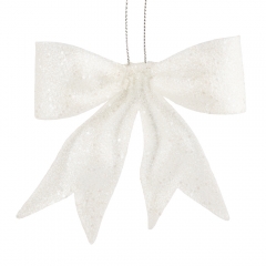 УЦІНКА Ялинкова іграшка "Блискучий бантик", біла, 11 см (Плями) (00BR-6041-010)