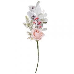 Декоративная ветка "Снежная роза", розовая, 44 см (9171-001)