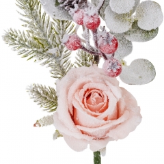Декоративная ветка "Снежная роза", розовая, 44 см (9171-001)