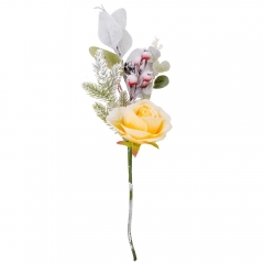 Декоративная ветка "Снежная роза", желтая, 44 см (9171-003)