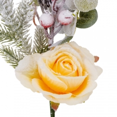 Декоративная ветка "Снежная роза", желтая, 44 см (9171-003)