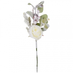 Декоративная ветка "Снежная роза", белая, 44 см (9171-004)