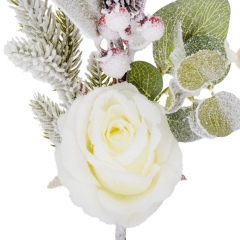 Декоративная ветка "Снежная роза", белая, 44 см (9171-004)