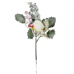 Декоративная ветвь "Роза в снегу", белая, 30 см (9171-007)