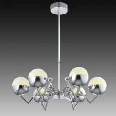 Люстра серебро с 6 белыми сферами (OK007/6/silver) (OK007/6/silver)