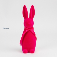 Фигурка флоковая "Пасхальный зайчик", темно-розовая, 30 см (12025-004)