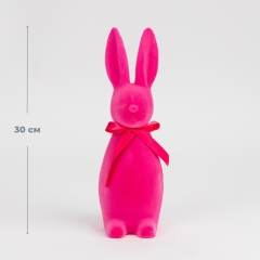 Фигурка флоковая "Пасхальный зайчик", розовая, 30 см (12025-006)
