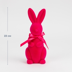 Фигурка флоковая "Пасхальный зайчик", темно-розовая, 23 см (12025-008)