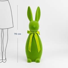 Фигурка флоковая "Пасхальный зайчик", зеленая, 70 см (12025-013)