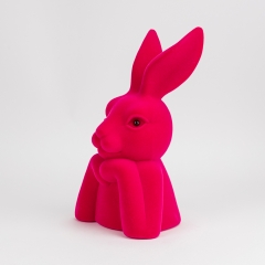 Фигурка флоковая "Пасхальный зайчик", темно-розовая, 40 см (12025-016)