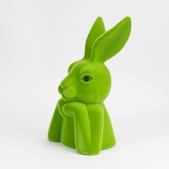 Фигурка флоковая "Пасхальный зайчик", зеленая, 40 см (12025-017)