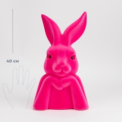 Фигурка флоковая "Пасхальный зайчик", розовая, 40 см (12025-018)