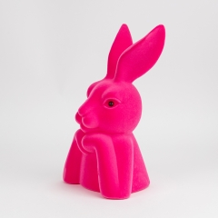 Фигурка флоковая "Пасхальный зайчик", розовая, 40 см (12025-018)