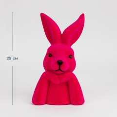 Фигурка флоковая "Пасхальный зайчик", темно-розовая, 25 см (12025-020)