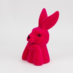 Фигурка флоковая "Пасхальный зайчик", темно-розовая, 25 см (12025-020)