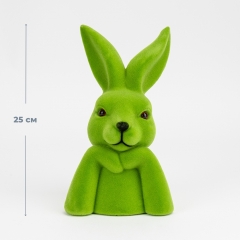 Фигурка флоковая "Пасхальный зайчик", зеленая, 25 см (12025-021)