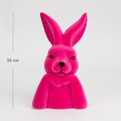 Фигурка флоковая "Пасхальный зайчик", розовая, 25 см (12025-022)