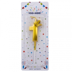 Свеча для торта "1", золотая, 13 см (9074-037)