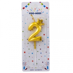 Свічка для торта "2", золота, 13 см (9074-038)