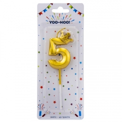 Свеча для торта "5", золотая, 13 см (9074-041)