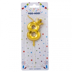 Свеча для торта "8", золотая, 13 см (9074-044)