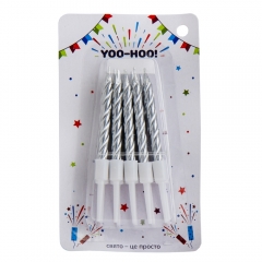 Набір свічок для торта "Яскраві враження", срібні, 7 см (9074-057)