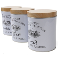 Набір з трьох банок "Стильна кухня", біла 13,5 см. (8909-003)