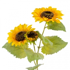 Штучний соняшник, 3 бутони, жовтий, 80 см (9213-024)