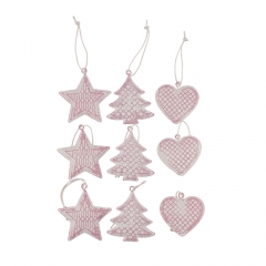 Комплект елочных игрушек "Елочки, сердечки, звезды", 9 шт (043NY)
